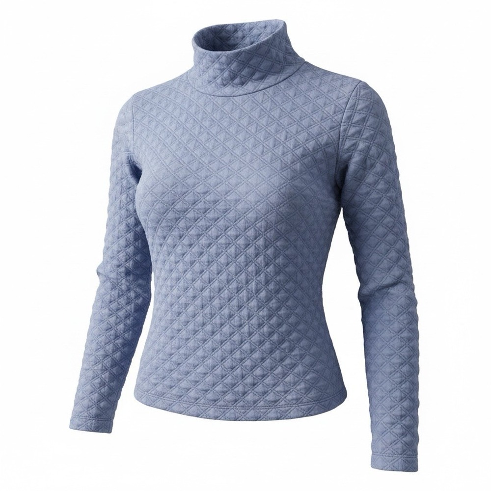J.Crew Quilted Mock Neck Pullover Women XS Light Blue Diamond Texture Top